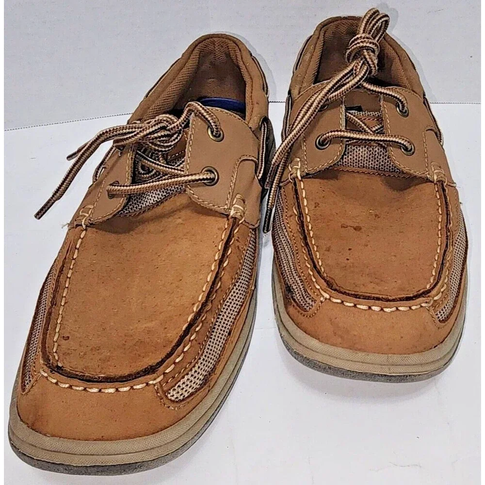 Lanesboro Mens 11M Light Brown Tan Leather Upper Boat Shoes